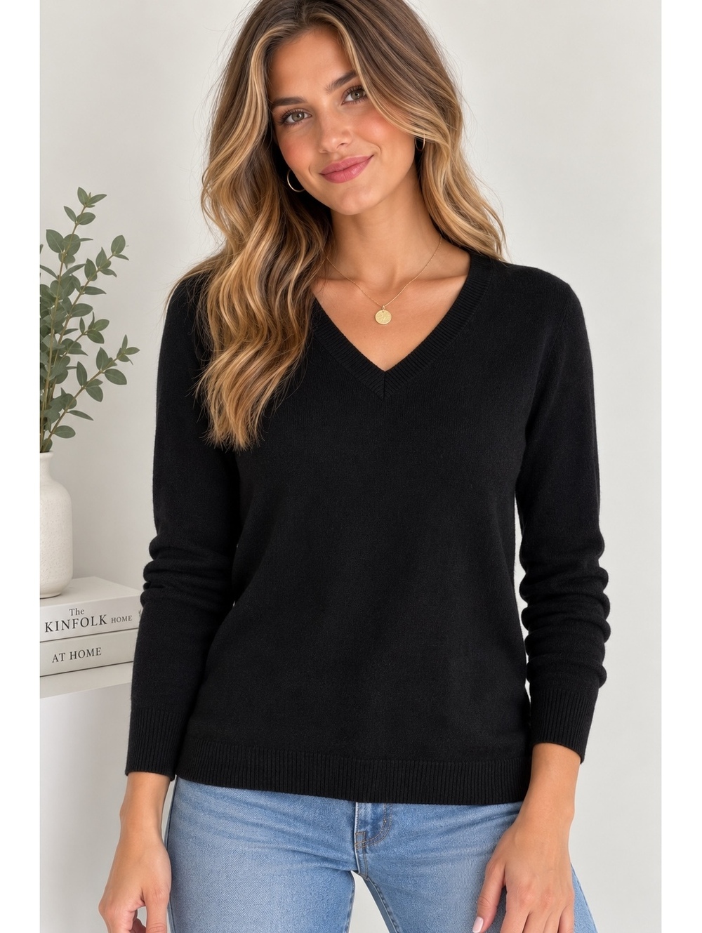 Charter Club Luxury 100% Cashmere Sweater Women’s XL Black V Neck
